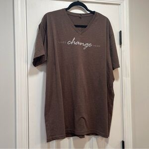 Melaleuca Brown Short Sleeve Tee Casual V-Neck XXL